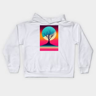 Vibrant Colored Whimsical Minimalist Lonely Tree - Abstract Minimalist Bright Colorful Nature Poster Art of a Leafless Branches Kids Hoodie